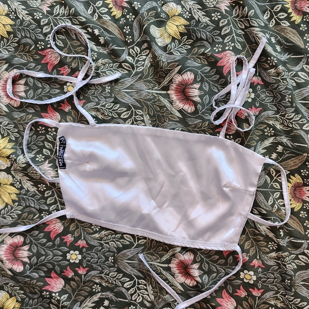 Nastygal xs bandeau tie top satin